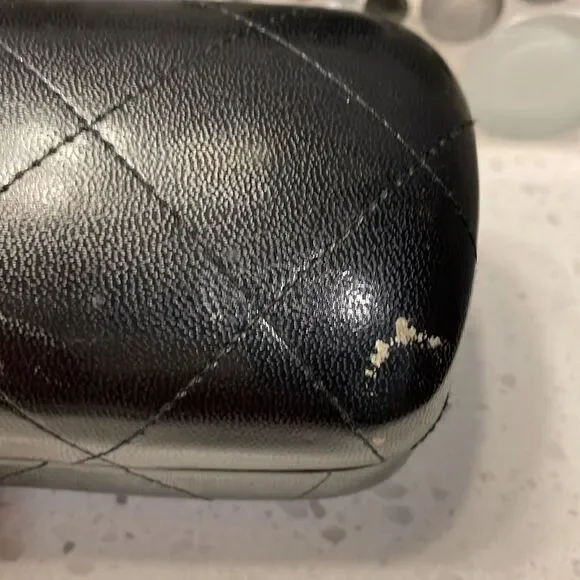Chanel black leather quilted sunglass case. No sunglasses just the case